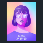 GRL Power Typography & Girl Feminist Purple Hair   Poster<br><div class="desc">This cool poster featuring girl with purple hair illustration & GRL PWR typography would make an amazing gift for modern feminist! Easily change the text by clicking on the "personalize this template" option.</div>