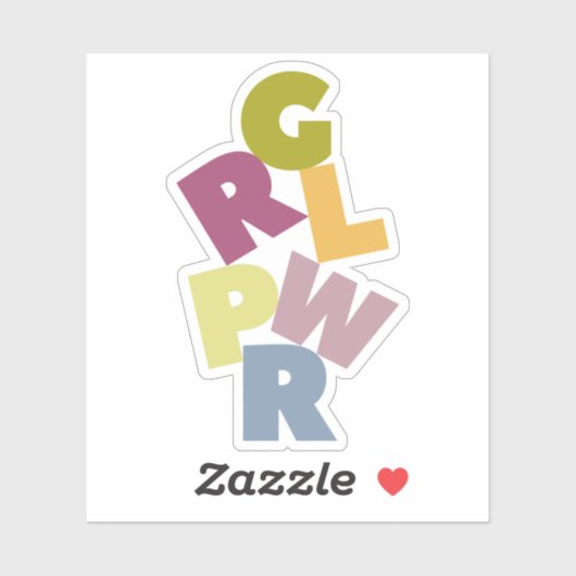 GRL PWR Farbige Buchstaben Feminismus Aufkleber (Blatt)
