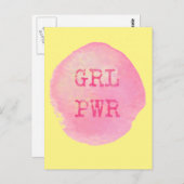 GRL PWR - Fett Gelb- und rosa Typografie Postkarte (Vorne/Hinten)