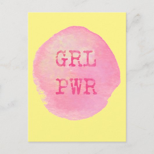 GRL PWR - Fett Gelb- und rosa Typografie Postkarte (Vorderseite)