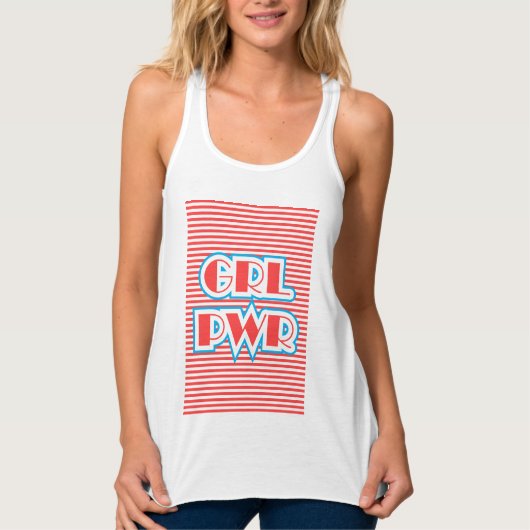 GRL PWR, Girl Power (rot), mädchenhaft, lustig, Tank Top (Vorderseite)