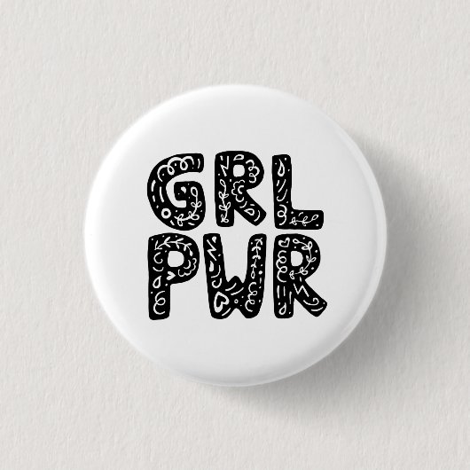 GRL PWR Girl Power Typografie Button (Vorderseite)