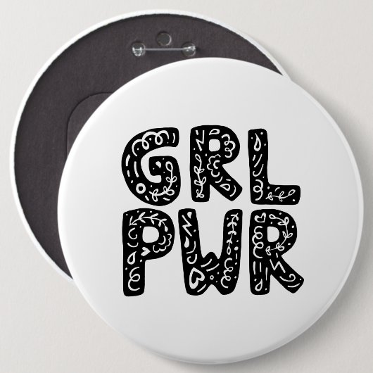 GRL PWR Girl Power Typografie Button (Vorne & Hinten)