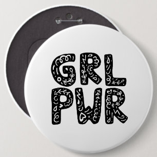 GRL PWR Girl Power Typografie Button
