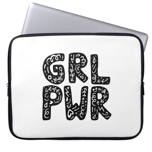 GRL PWR Girl Power Typografie Laptopschutzhülle (Vorderseite)