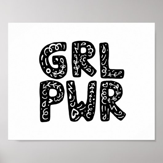 GRL PWR Girl Power Typografie Poster (Vorne)