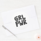 GRL PWR Girl Power Typografie Runder Aufkleber (Umschlag)