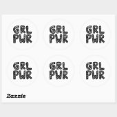 GRL PWR Girl Power Typografie Runder Aufkleber (Blatt)