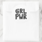 GRL PWR Girl Power Typografie Runder Aufkleber (Tasche)