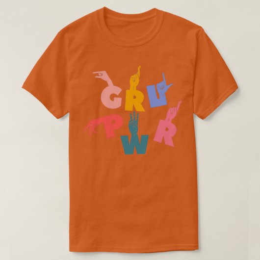 GRL PWR Handzeichen ASL für die Taube-Gemeinschaft T-Shirt (Design vorne)
