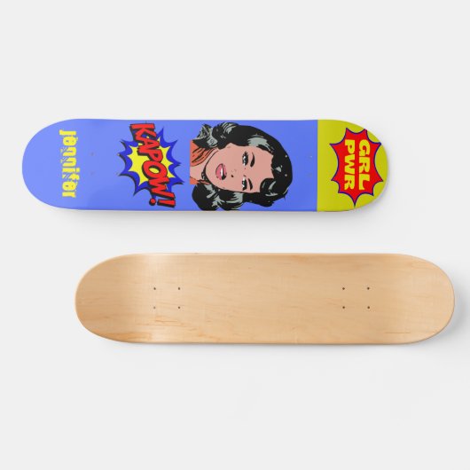 GRL PWR Pop Art - Cooles Retro Skateboard (Horizontal)
