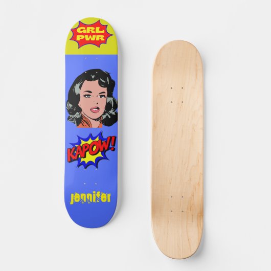 GRL PWR Pop Art - Cooles Retro Skateboard (Vorderseite)