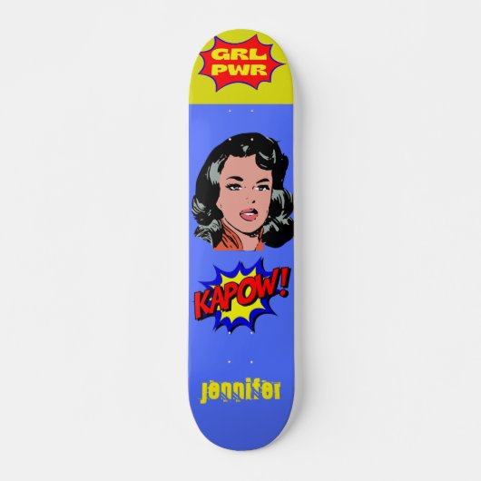 GRL PWR Pop Art - Cooles Retro Skateboard (Vorne)