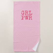GRLPWR - Rosa Streifen und Fun Quote Girpower