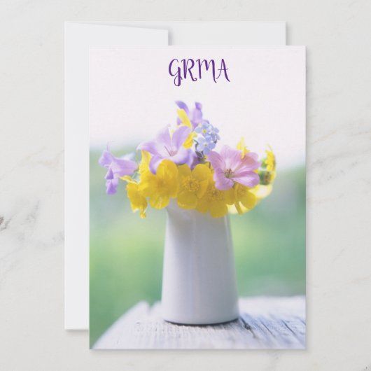 GRMA Irish Language Danke Karte mit Blume (Vorderseite)