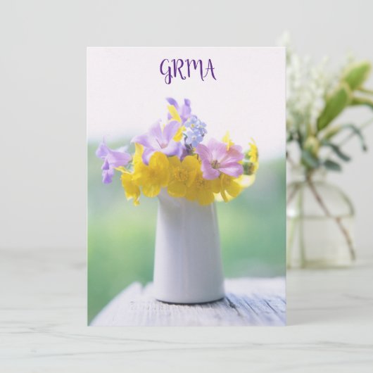 GRMA Irish Language Danke Karte mit Blume (Stehend Vorderseite)