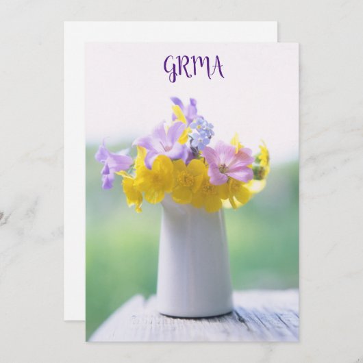 GRMA Irish Language Danke Karte mit Blume (Vorne/Hinten)