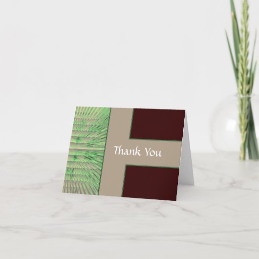 Grn-Brn-Tan Vielen Dank Hinweis Dankeskarte (Vorderseite)