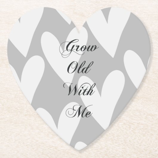 Grob mit mir Liebe graue weiße Herzen Untersetzer (Vorderseite)