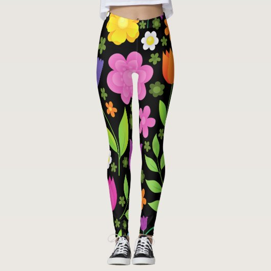 Grob positive Blume farbenfroh Leggings (Vorderseite)