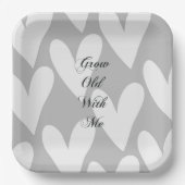 Grob werden mit meiner Liebe, graue Weiße Herzen H Pappteller (Vorderseite)