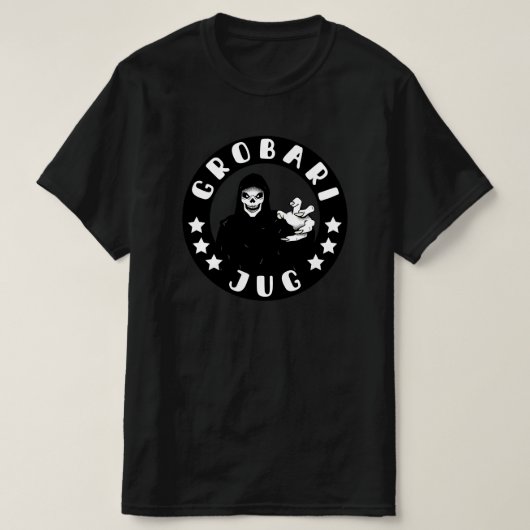 Grobari Jug Kosac Smrti Crno Beli Partizan T-Shirt (Design vorne)