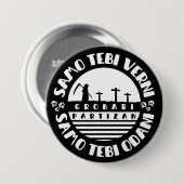 Grobari Partizan Schwarz Weiße Button (Vorne & Hinten)