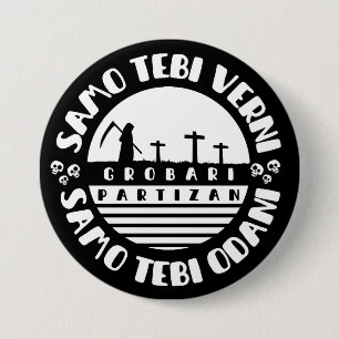 Grobari Partizan Schwarz Weiße Button