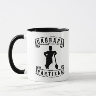 Grobari Partizan Schwarz Weiße Grobar mit Schaufel Tasse