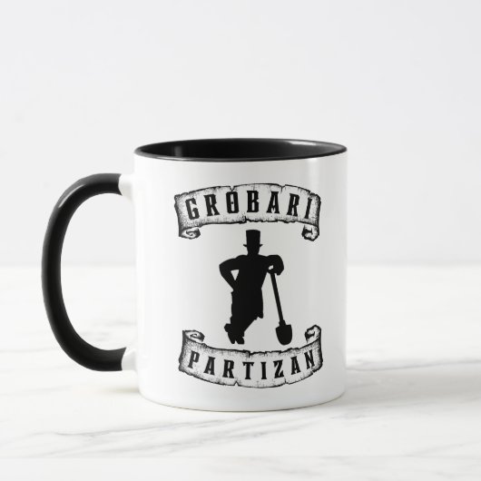 Grobari Partizan Schwarz Weiße Grobar Mit Schaufel Tasse (Links)