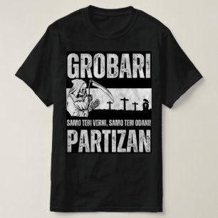 Grobari Partizan Schwarz Weiße  T-Shirt