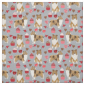 grobe Collie Hund graue Kuchen und Herzen Stoff (Muster)