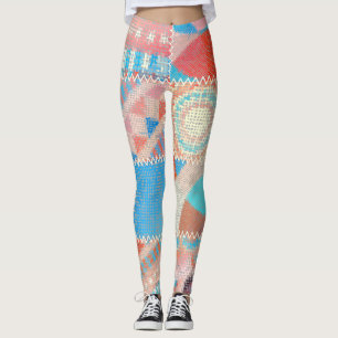 Grobes Canvas-Patchwork: Texturiertes Vintage-Must Leggings