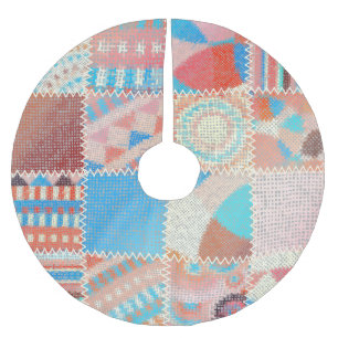 Grobes Canvas-Patchwork: Texturiertes Vintage-Must Polyester Weihnachtsbaumdecke