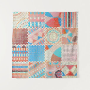 Grobes Canvas-Patchwork: Texturiertes Vintage-Must Wandteppich
