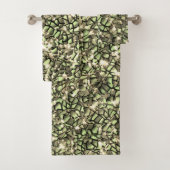 Grobgrüne Sepia-Mosaikschichten und Glitzern Badhandtuch Set (Insitu)