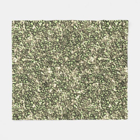 Grobgrüne Sepia-Mosaikschichten und Glitzern Fleecedecke (Vorderseite (Horizontal))