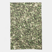 Grobgrüne Sepia-Mosaikschichten und Glitzern Geschirrtuch (Vertikal)