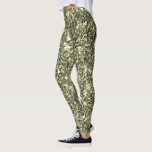Grobgrüne Sepia-Mosaikschichten und Glitzern Leggings (Links)