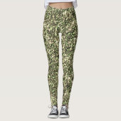 Grobgrüne Sepia-Mosaikschichten und Glitzern Leggings (Vorderseite)