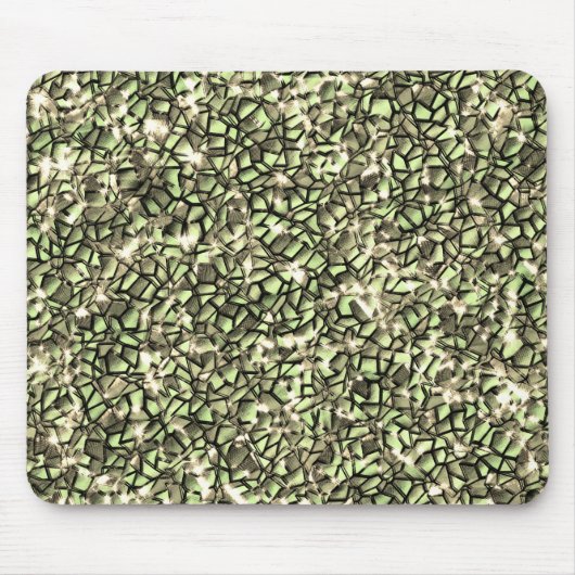 Grobgrüne Sepia-Mosaikschichten und Glitzern Mousepad (Vorne)