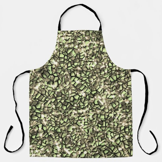 Grobgrüne Sepia-Mosaikschichten und Glitzern Schürze (Vorderseite)