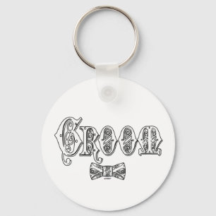 Grobkörbe mit Krawatte Weiß und Schwarz Schlüsselanhänger