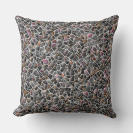 Groblachs und graues Mosaik Kissen