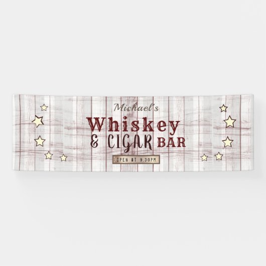 Grobname Vintager Holzwhiskey und Bar Cigar Banner (Horizontal)