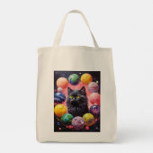 Grocery Bag with Cat Illustration Tragetasche (Rückseite)