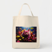  Grocery Bag with Cat Illustration  Tragetasche (Vorne)