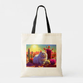 Grocery Bag with Cat Illustration Tragetasche (Rückseite)