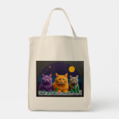 Grocery Bag with Cat Illustration Tragetasche (Rückseite)