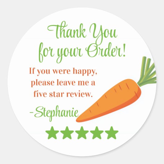 Grocery Delivery Service Thank You Review Stars Runder Aufkleber (Vorderseite)